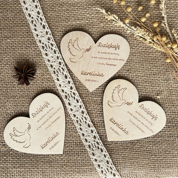 Podziękowanie dla gości Chrzest Święty drewniany magnes