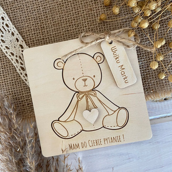 Wujku Czy zostaniesz moim Chrzestnym MISIU Zaproszenie 11x11 cm