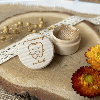 Drewniane Pudełko na Pierwszy Ząbek Ząbki Mleczne Grawer