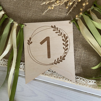 Proporczyk Na Krzesełko z Cyfrą na Roczek Urodziny Drewniany + Wstążki Satynowe