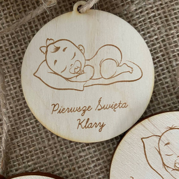 Moje Pierwsze Święta Bombka Drewniana z Imieniem