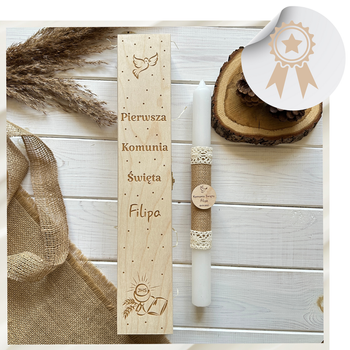 Pamiątka Pierwszej Komunii Świętej Świeca + Skrzynka