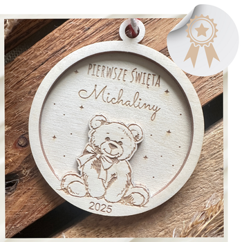 Bombka na Choinkę Dla Dziecka Miś Pierwsze Święta Prezent Dekoracja