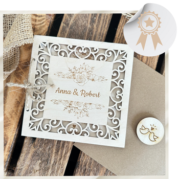 Kartka na 50 Rocznicę Ślubu 20 30 40 Pamiątka Drewniana z Grawerem Życzenia