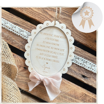 Prezent na Dzień Babci i Dziadka Drewniana Zawieszka z Życzeniami Ozdoba