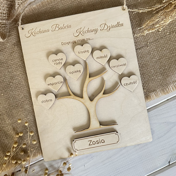 Podziękowanie dla dziadków na Dzień Babci Dziadka Obraz Ramka Drzewo Eko