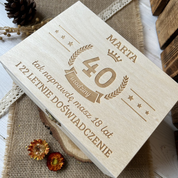 Pudełko na 40 Urodziny Prezent Niezbędnik Skrzynka