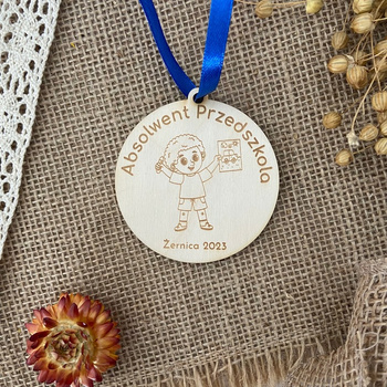 Absolwent Przedszkola Drewniany Medal dla Chłopca na Zakończenie Przedszkola