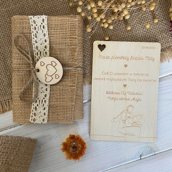 Drewniana Kartka na Pierwszy Dzień Ojca Taty