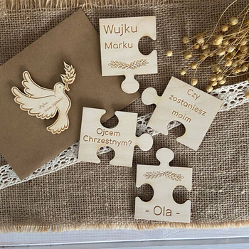 Wujku Czy zostaniesz moim Ojcem Chrzestnym Puzzle + Koperta