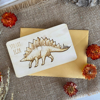 Kartka na Urodziny Dziecka Dinozaur Puzzle Grawer