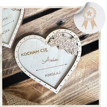 Prezent na Walentynki z Grawerem Serce Kocham Cię Duży Magnes na Lodówkę
