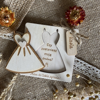 Czy zostaniesz moją Druhną Zaproszenie Pytanie Kartka 11x11 cm