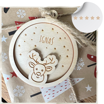 Drewniana Bombka na Choinkę z Imieniem Bilecik do Prezentu Świątecznego