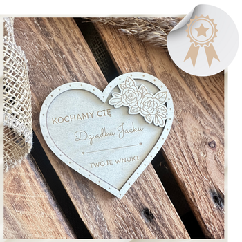 Drewniany Magnes na Dzień Dziadka z Okazji Dnia Dziadka Personalizowany Eko