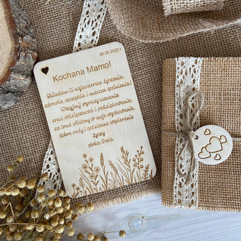 Kartka na Dzień Mamy Matki Grawer Drewno Prezent
