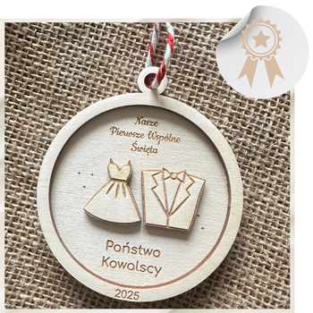 Bombka na Choinkę Dla Pary Młodej Pierwsze Święta Prezent Dekoracja