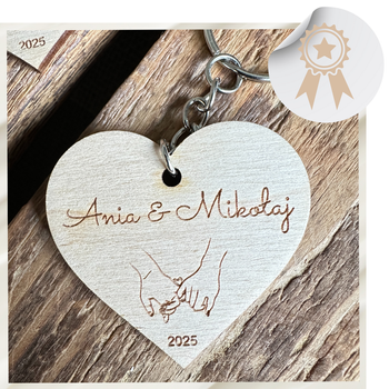 Drewniany Breloczek Prezent Walentynki z Grawerem Serce Kocham Cię Brelok