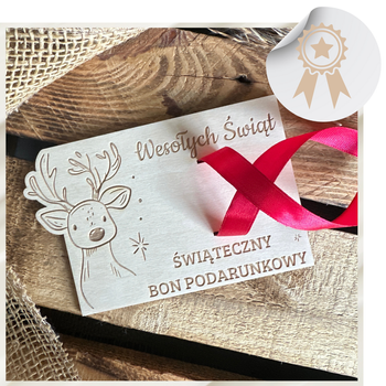 Bon Podarunkowy Voucher Na Pieniądze Prezent Na Święta Choinkę Renifer