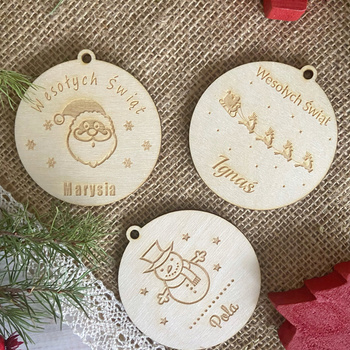 Bombka z Imieniem Drewno Grawer Święta Prezent