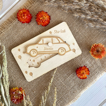 Kartka na Urodziny Dziecka SAMOCHÓD AUTO z Grawerem