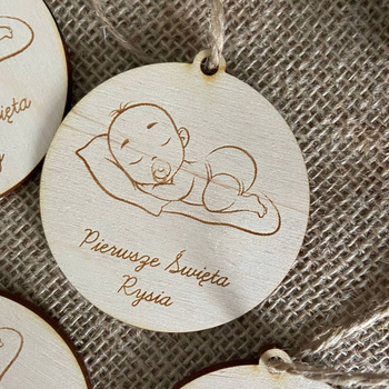 Moje Pierwsze Święta Bombka Drewniana Imię Prezent