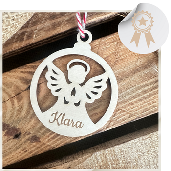 Ażurowa Bombka Drewniana na Choinkę dla Dzieci Imię Boże Narodzenie Święta