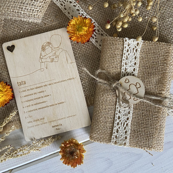 Drewniana Kartka na Dzień Ojca Taty od Córki Dziewczynki