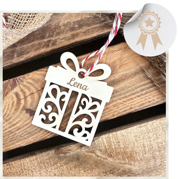 Ażurowa Bombka Drewniana na Choinkę dla Dzieci Imię Boże Narodzenie Święta