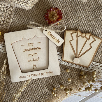 Czy zostaniesz moim Drużbą Zaproszenie Pytanie Kartka 11x11 cm