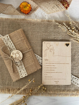 Drewniana Kartka na Dzień Ojca Taty od Chłopca Syna