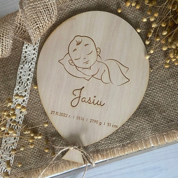 Tabliczka Metryczka dla Chłopca BALON Imię Waga Wzrost Grawer