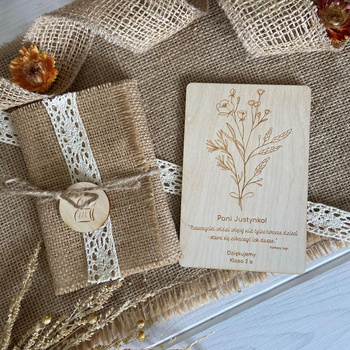 Drewniana Kartka dla Nauczyciela Podziękowanie