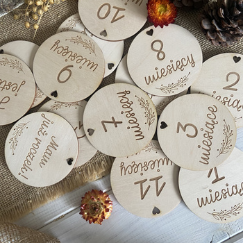 Tabliczki do Zdjęć Karty z Miesiącami Pierwszy Rok 14 sztuk