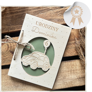 Kartka na 1 2 3 4 Latka  5 6 7 Urodziny Drewniana na Roczek Pamiątka dla Chłopca