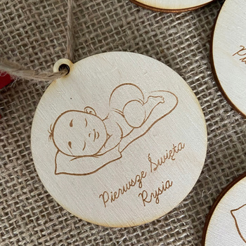 Bombka z Imieniem Moje Pierwsze Święta Drewniana