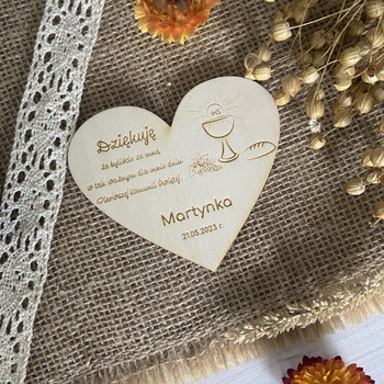 Podziękowanie dla gości komunijnych drewniany magnes