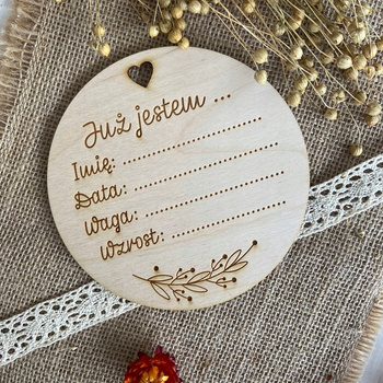 Tabliczka Metryczka Drewno 15 cm Imię Waga Wzrost