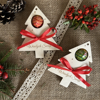 Drewniana Choinka LIZAK Bombka Prezent na Święta Ozdoba Upominek na Mikołajki