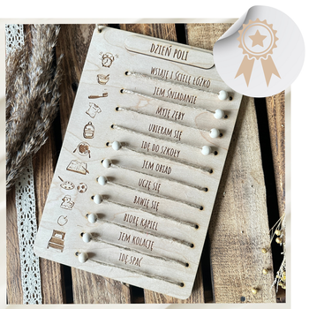 Planer Dnia dla Dzieci Drewniana Tablica Motywacyjna Obowiązków dla Ucznia