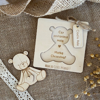 Ciociu Czy zostaniesz moją Chrzestną Zaproszenie MISIU 11x11 cm