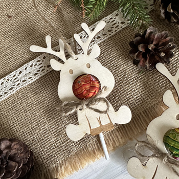 Drewniany Renifer Bombka Prezent na Święta Ozdoba Upominek na Mikołajki
