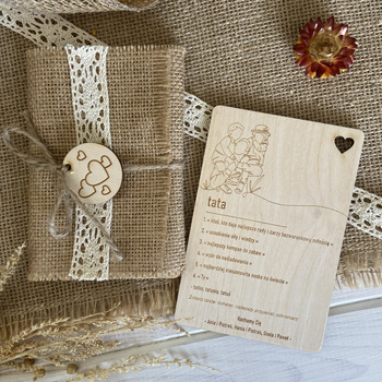 Drewniana Kartka na Dzień Ojca Taty od Dzieci Rodzeństwa