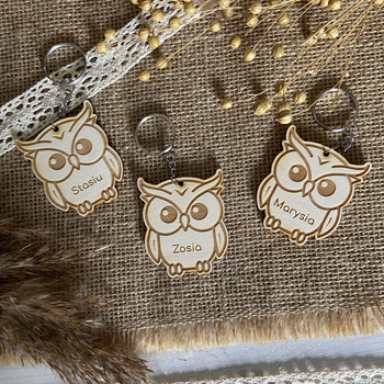 Breloczek z imieniem SOWA Dzień Dziecka Pasowanie na Ucznia / Przedszkolaka