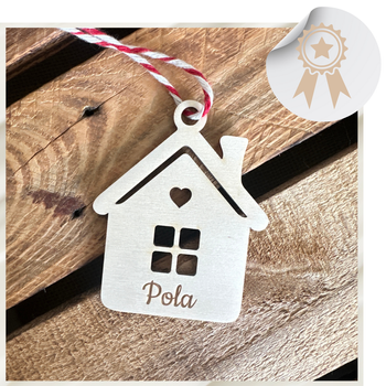 Ażurowa Bombka Drewniana na Choinkę dla Dzieci Imię Boże Narodzenie Święta