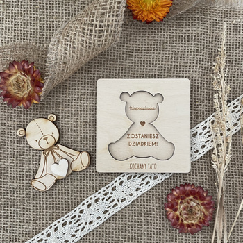 Drewniana Kartka Tato Zostaniesz Dziadkiem Informacja o ciąży