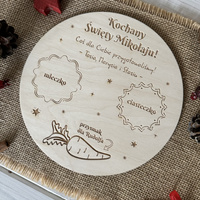 Drewniany Talerzyk dla MIKOŁAJA II Tacka Ozdobna na Mleko z Imieniem 20 cm