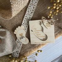 Wujku Czy zostaniesz moim Chrzestnym STÓPKA Zaproszenie 8x8 cm + Woreczek Jutowy