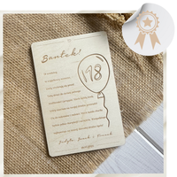 Drewniana Kartka na 18 Urodziny Pamiątka w Drewnie na Osiemnastkę Grawer